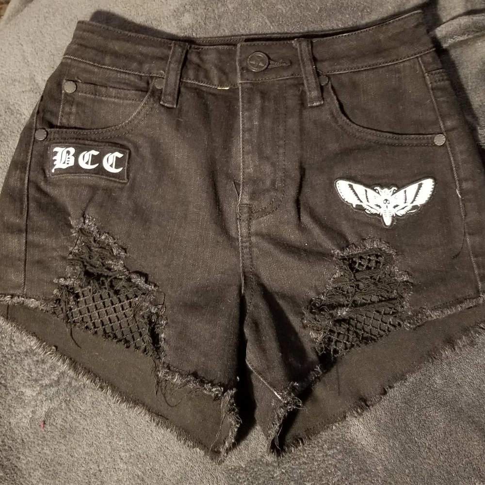 NWOT blackcraft mesh black denim shorts